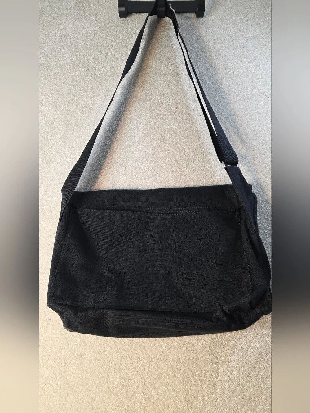 Jack Spade Green St. Black Canvas Messenger Bag Travel School Crossbody Laptop
